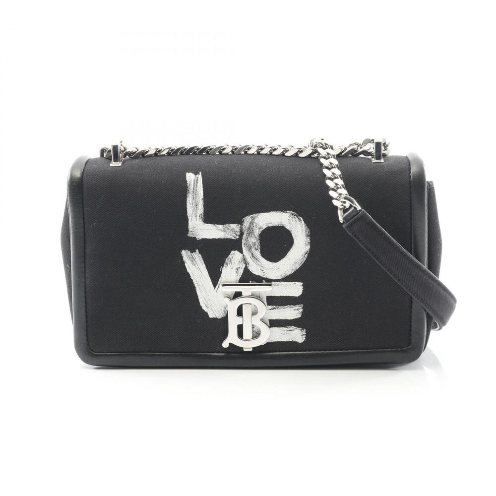 Burberry shoulder bag/handbag, canvas and leather, women's, black.